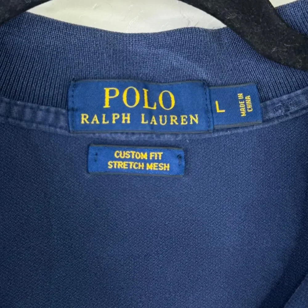 Polo Ralph Lauren Men's RL French Navy Custom Fit Stretch Mesh Polo Shirt Large